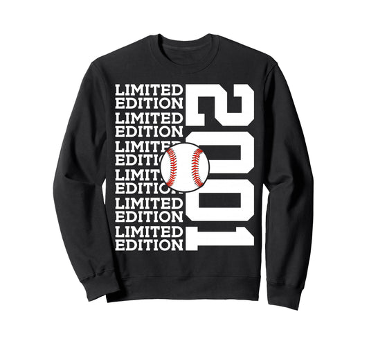 2001 Baseball 25Th Birthday Sweatshirt - Graphic Print Unisex - T-Shirt, Sweatshirt, Hoodie