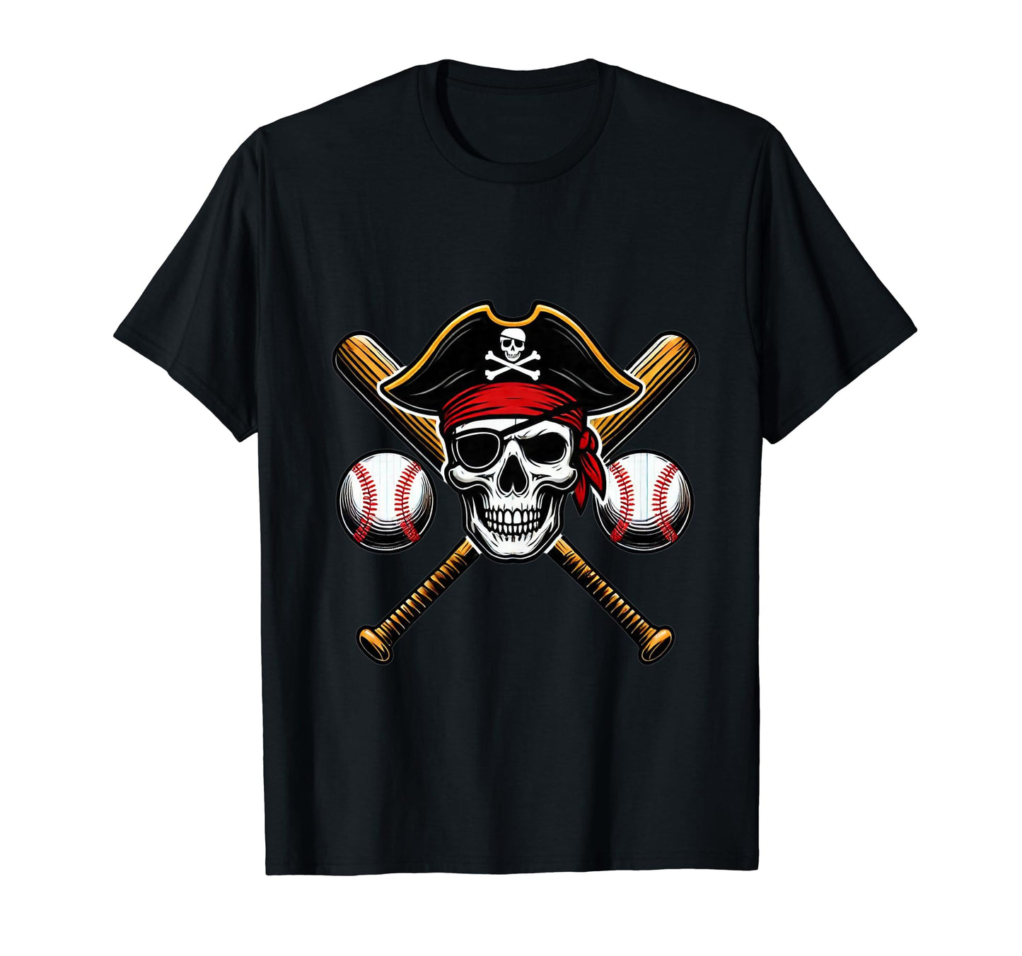 Pirate Baseball Skull Game Day T-Shirt - Trendy Graphic Unisex - T-Shirt, Sweatshirt, Hoodie