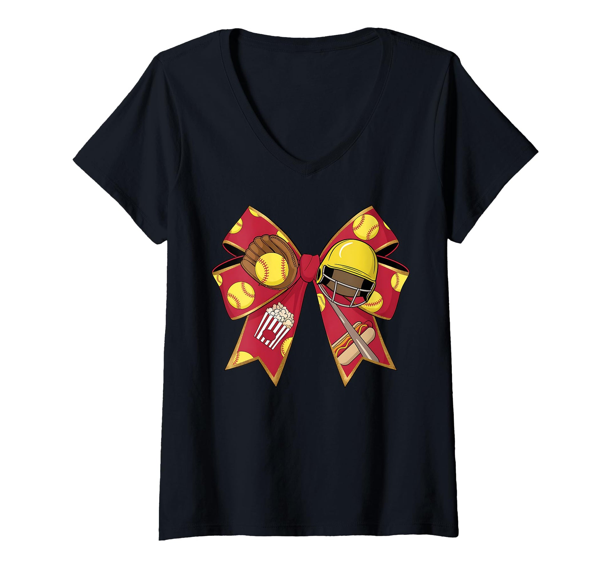 Baseball Bow Sports Glove Helmet Ball T-Shirt - Fun Novelty Design Unisex - T-Shirt, Sweatshirt, Hoodie