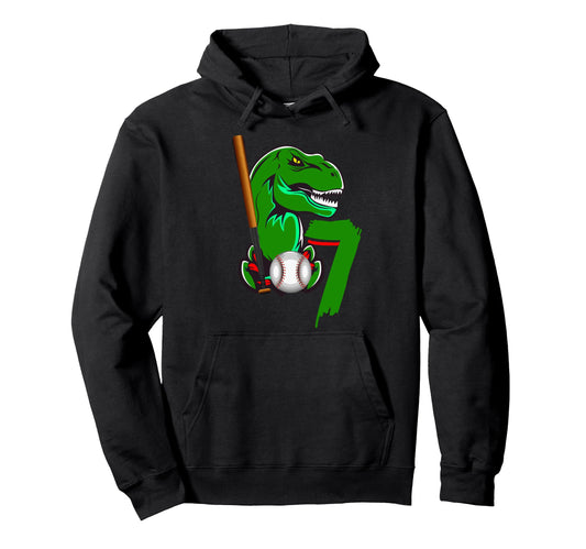 Baseball Dinosaurs T Rex Dino 7Th Hoodie - Casual Everyday Wear Unisex - T-Shirt, Sweatshirt, Hoodie