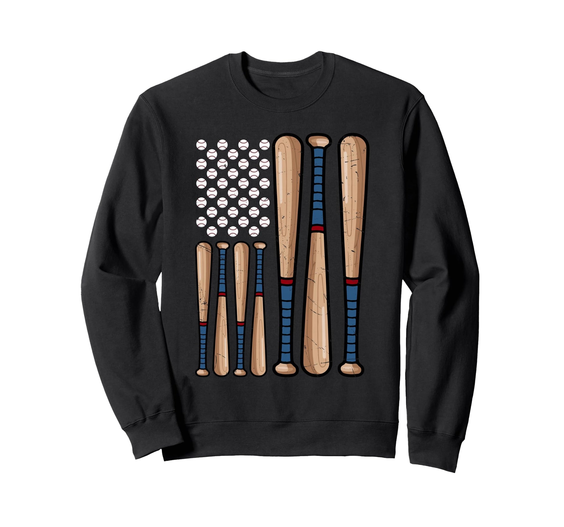 Distressed Baseball Bats Many Baseballs Sweatshirt - Unique Graphic Unisex - T-Shirt, Sweatshirt, Hoodie