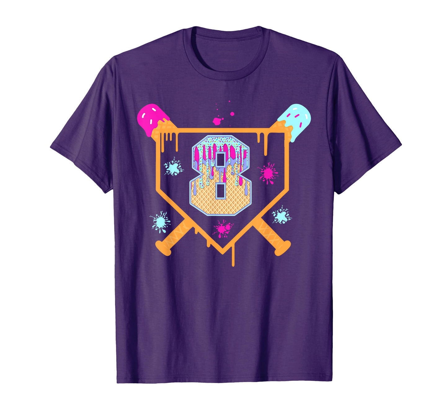 8Th Birthday Baseball Drip 8 Year T-Shirt - Aesthetic Graphic for Adults - T-Shirt, Sweatshirt, Hoodie
