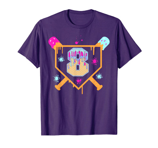 8Th Birthday Baseball Drip 8 Year T-Shirt - Aesthetic Graphic for Adults - T-Shirt, Sweatshirt, Hoodie