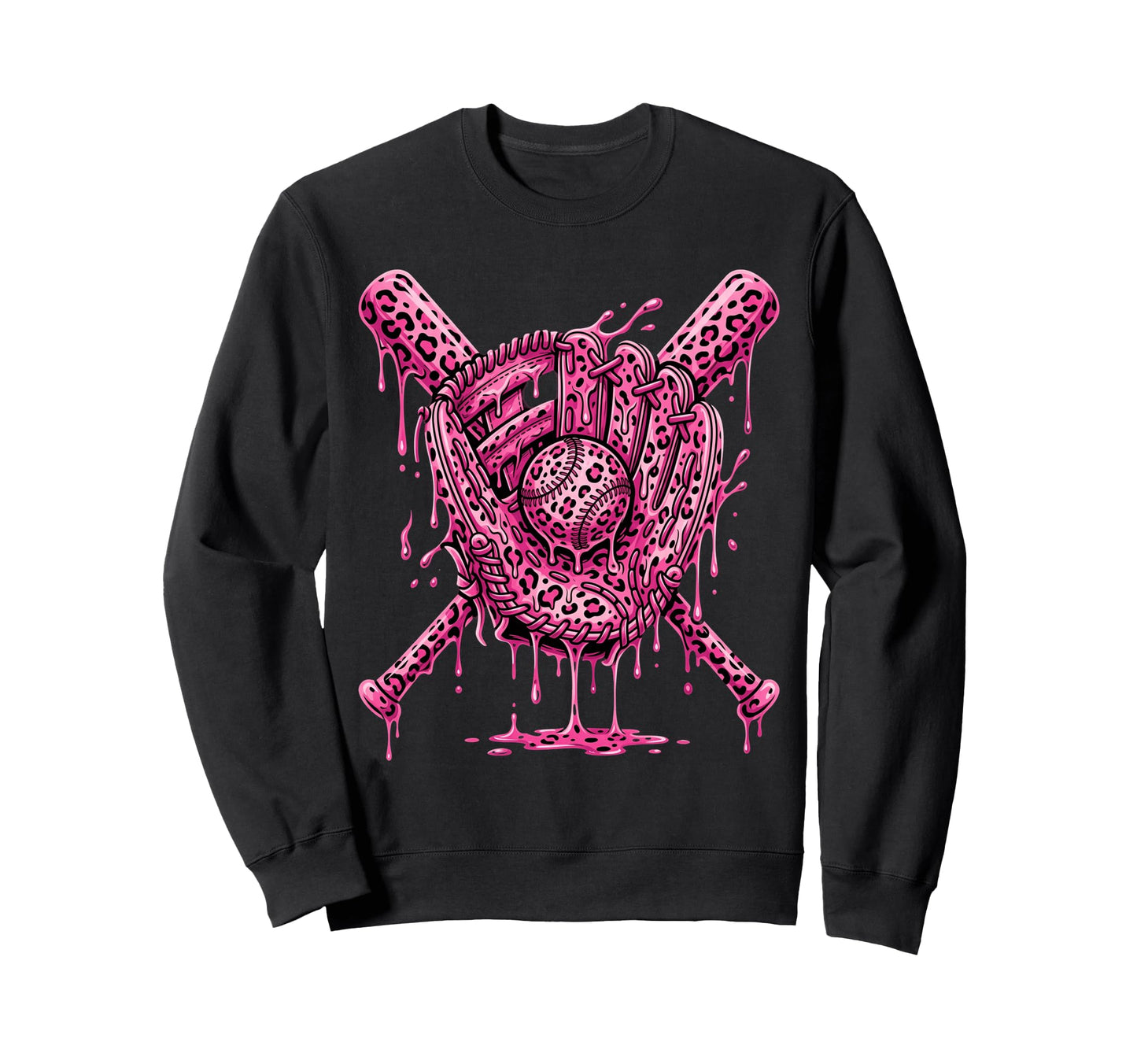 Leopard Baseball Drip Baseball Player Sweatshirt - Minimalist Print Unisex - T-Shirt, Sweatshirt, Hoodie