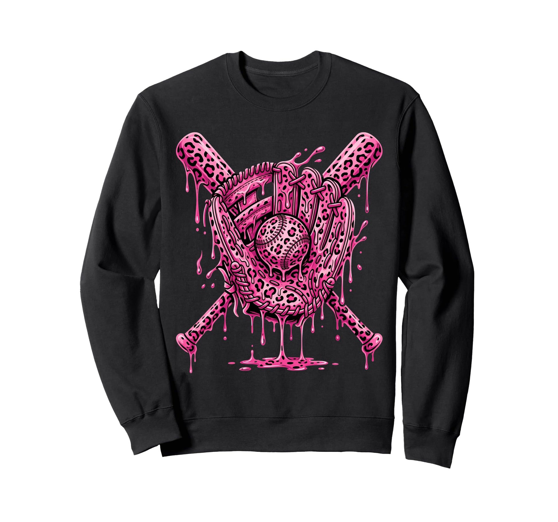 Leopard Baseball Drip Baseball Player Sweatshirt - Minimalist Print Unisex - T-Shirt, Sweatshirt, Hoodie