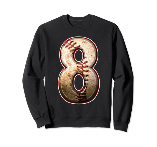 8Th Birthday Baseball Sports 8 Years Sweatshirt - Minimalist Print Unisex - T-Shirt, Sweatshirt, Hoodie