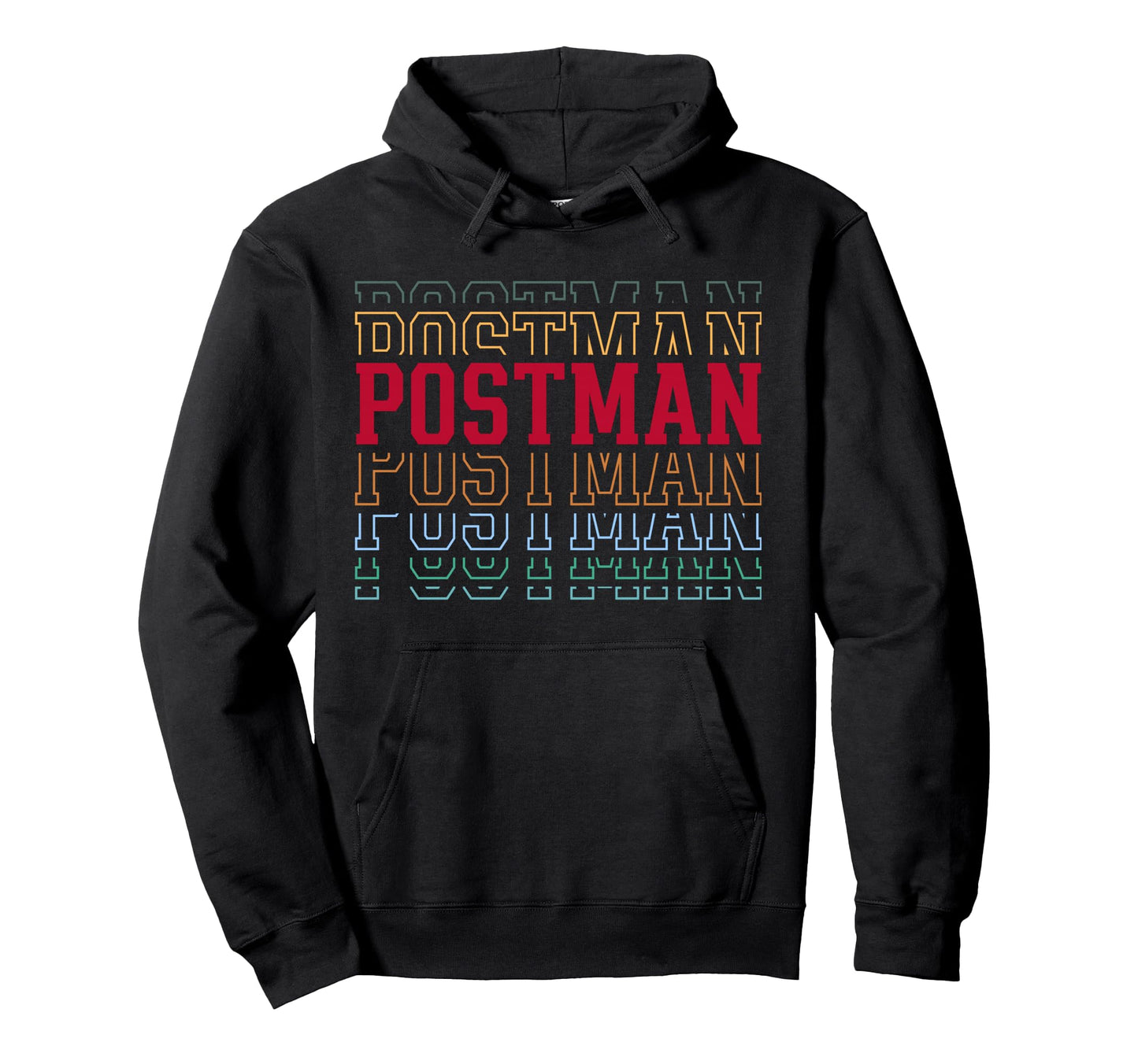 Postman Funny Layered Text Mail Hoodie - Custom Art Print for Adults - T-Shirt, Sweatshirt, Hoodie