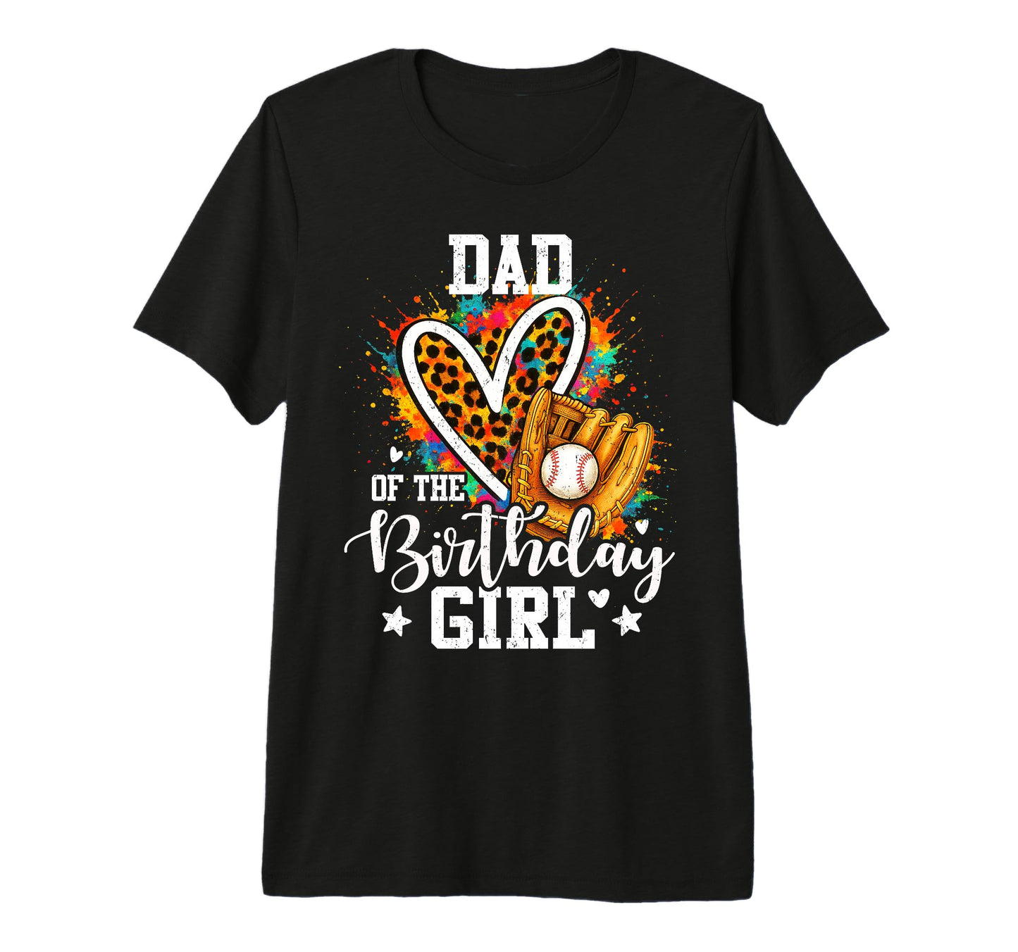 Dad Birthday Baseball Colorful Leopard T-Shirt - Aesthetic Graphic Unisex - T-Shirt, Sweatshirt, Hoodie