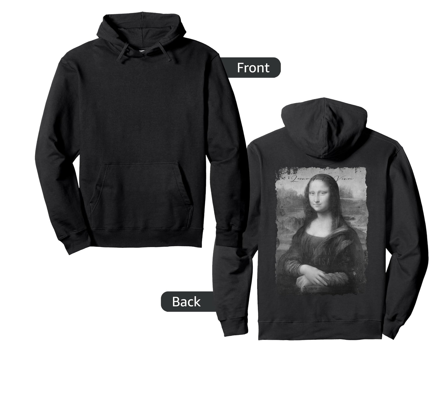 Mona Lisa Art Y2K Back Streetwear Hoodie - Novelty Apparel Unisex - T-Shirt, Sweatshirt, Hoodie