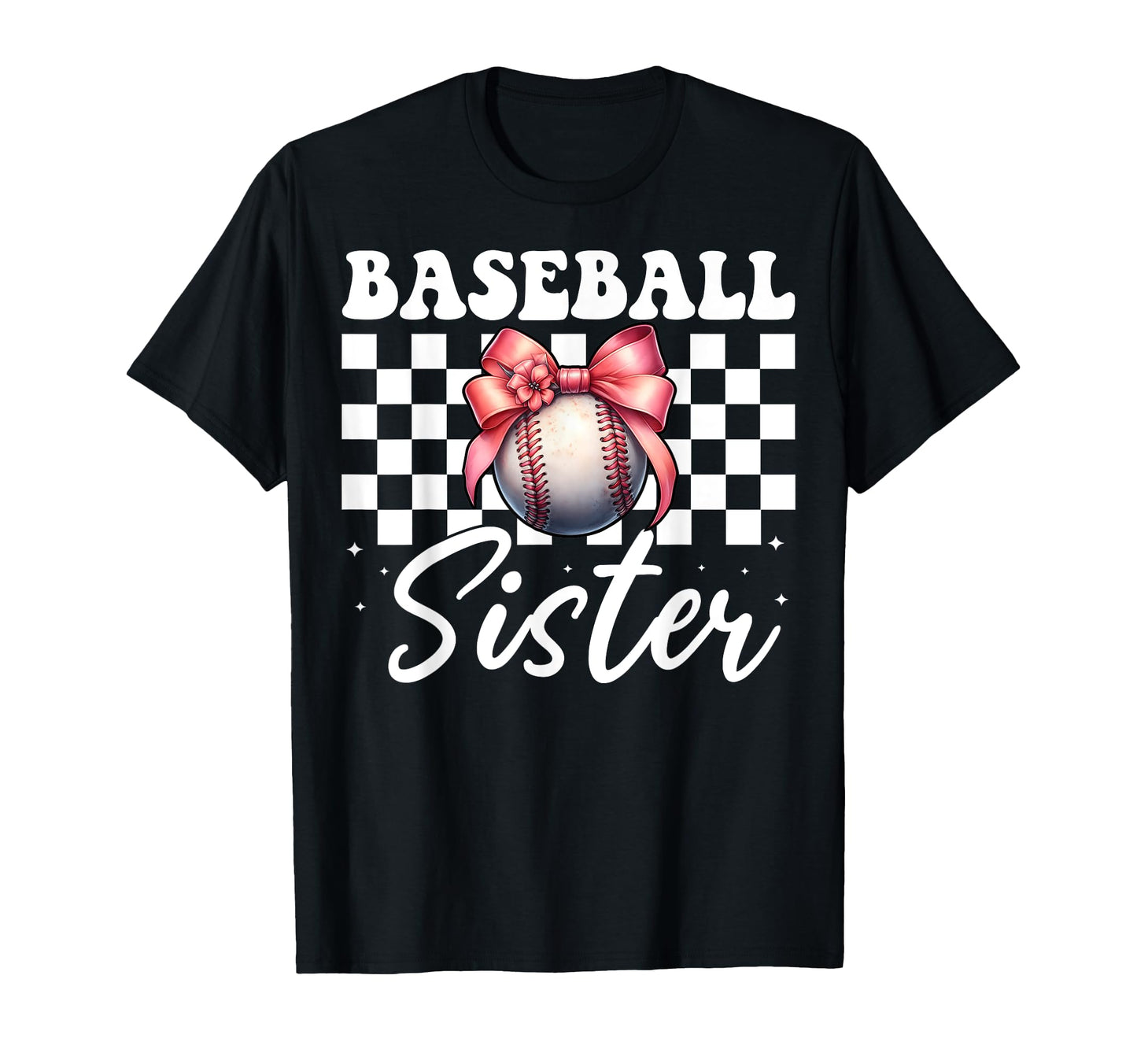 Baseball Sister Baseball Coquette Bow T-Shirt - Custom Art Print for Adults - T-Shirt, Sweatshirt, Hoodie