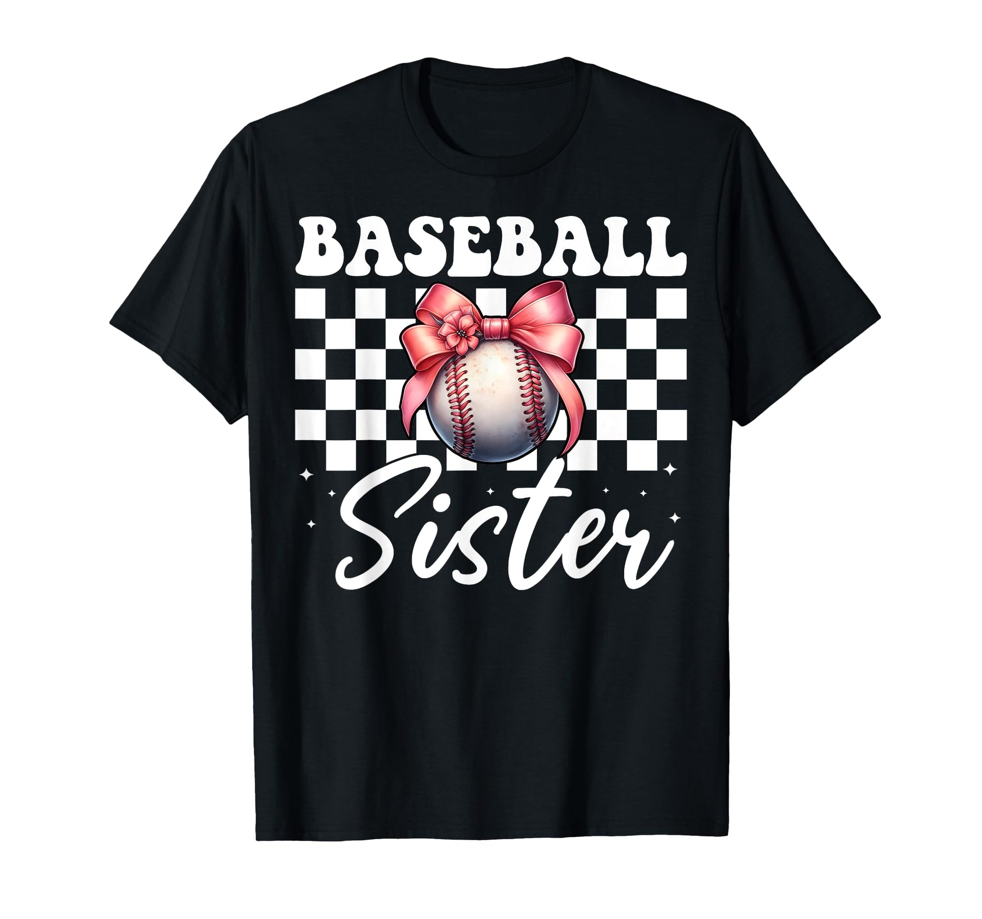Baseball Sister Baseball Coquette Bow T-Shirt - Custom Art Print for Adults - T-Shirt, Sweatshirt, Hoodie