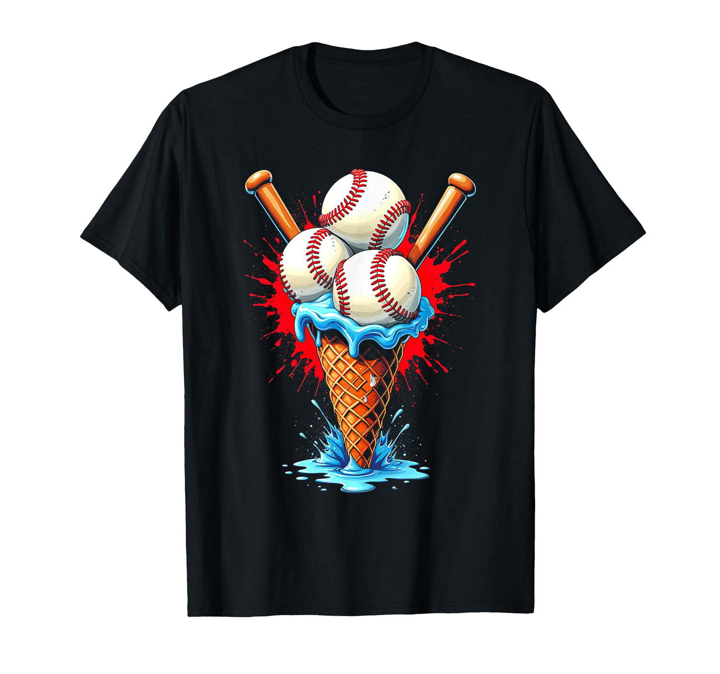Baseball Ice Cream Cone Art Sports T-Shirt - Minimalist Print Unisex - T-Shirt, Sweatshirt, Hoodie