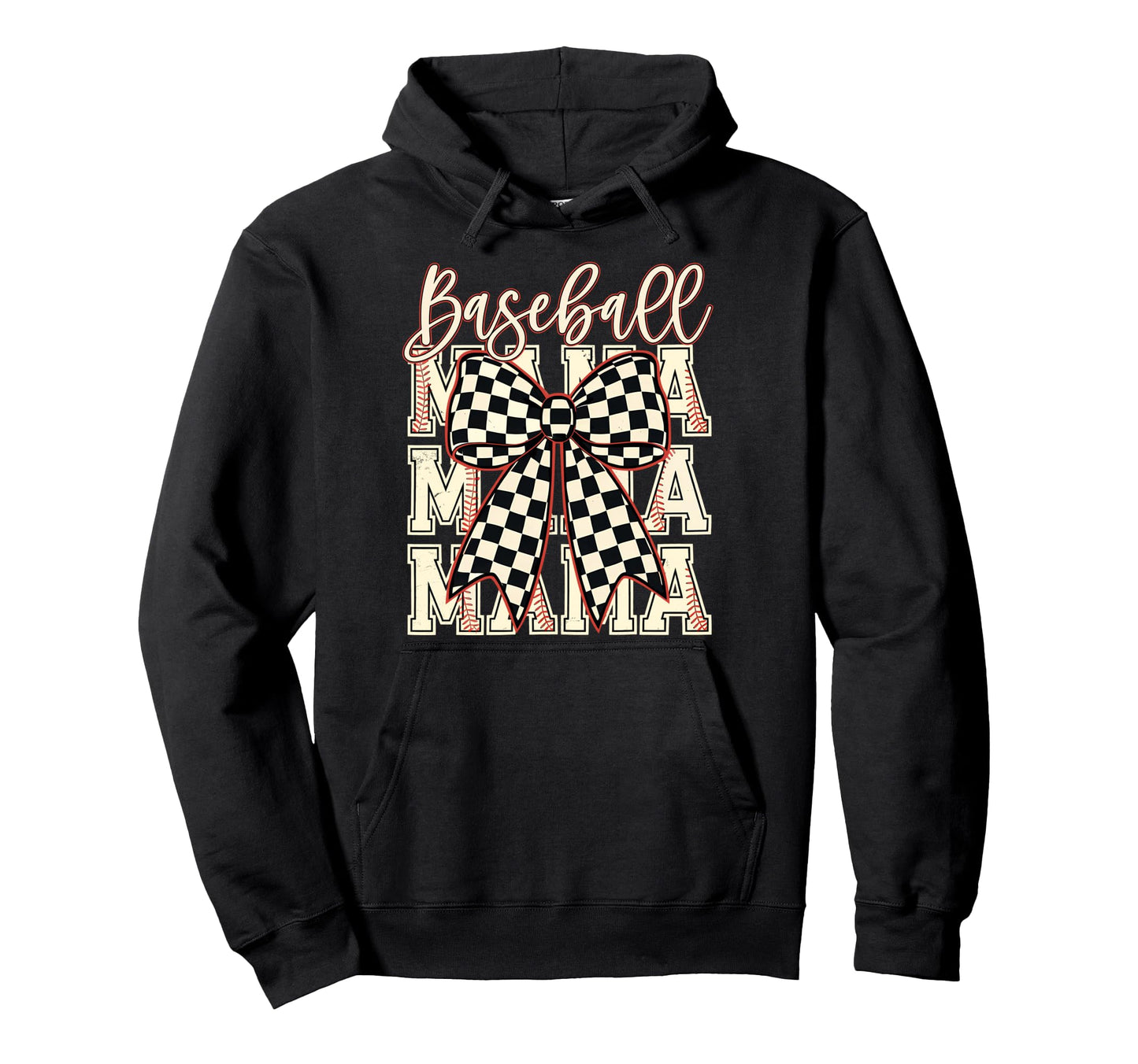 Checkered Coquette Baseball Mama Hoodie - Aesthetic Graphic for Adults - T-Shirt, Sweatshirt, Hoodie