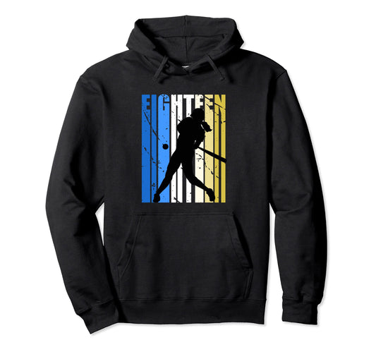 Baseball 18Th Birthday Sports Fans Hoodie - Graphic Print Men Women - T-Shirt, Sweatshirt, Hoodie