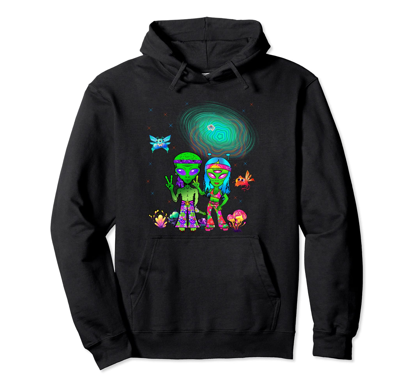 Space Alien Couple 60S 70 Peace Era Hoodie - Novelty Apparel Unisex - T-Shirt, Sweatshirt, Hoodie