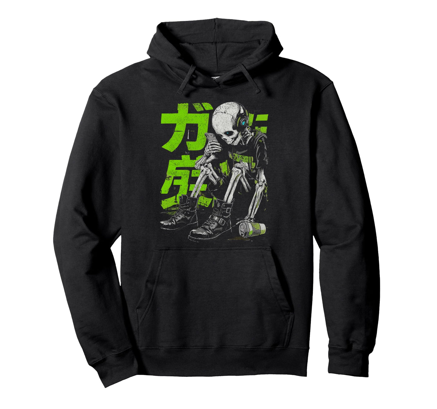 Japanese Streetwear Brainrot Skeleton Hoodie - Minimalist Print Men Women - T-Shirt, Sweatshirt, Hoodie