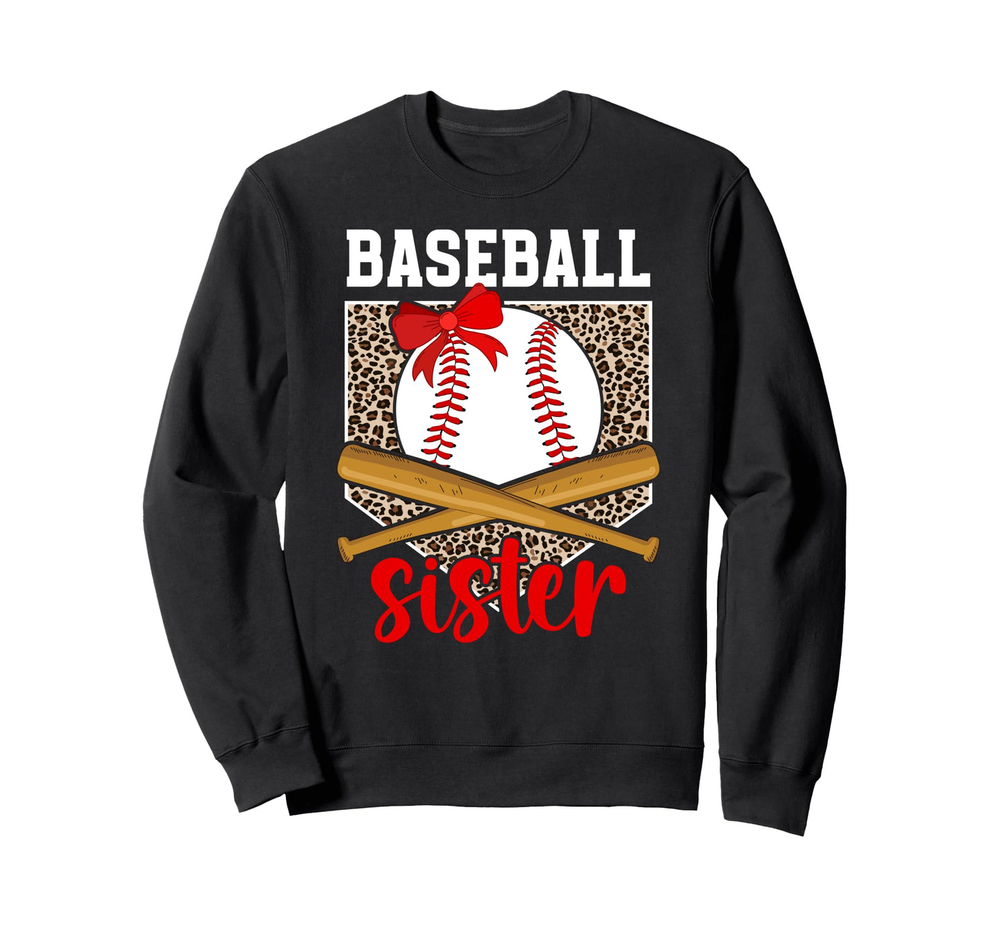 Baseball Sister Leopard Sister Sweatshirt - Minimalist Print for Adults - T-Shirt, Sweatshirt, Hoodie