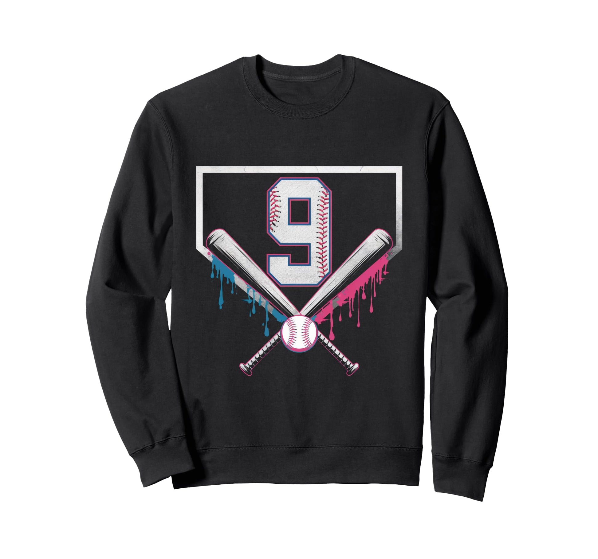 Plate Drip 9Th Birthday Baseball Sweatshirt - Trendy Graphic for Adults - T-Shirt, Sweatshirt, Hoodie