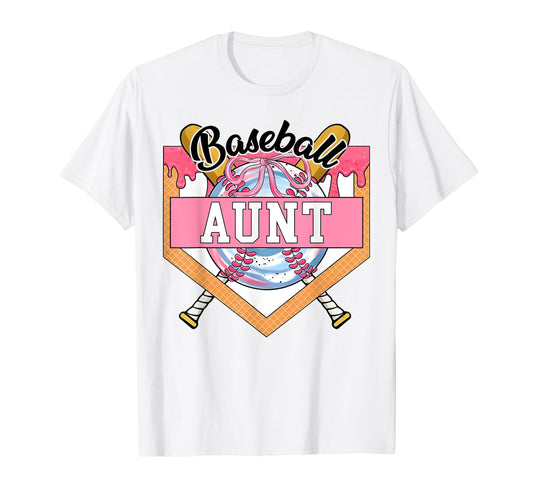 Baseball Aunt Coquette Bow Game Day T-Shirt - Unique Graphic Men Women - T-Shirt, Sweatshirt, Hoodie