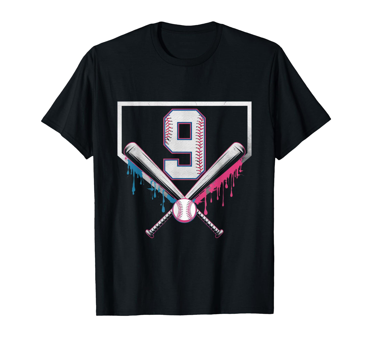 Plate Drip 9Th Birthday Baseball Home T-Shirt - Aesthetic Graphic Unisex - T-Shirt, Sweatshirt, Hoodie