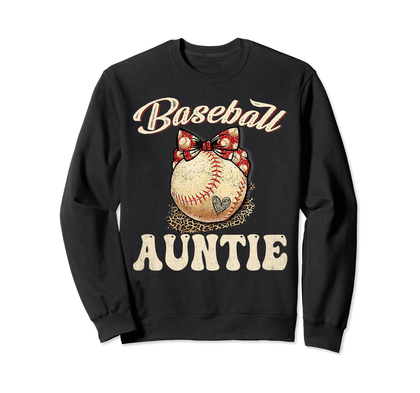Softball Baseball Auntie Leopard Sweatshirt - Minimalist Print Men Women - T-Shirt, Sweatshirt, Hoodie