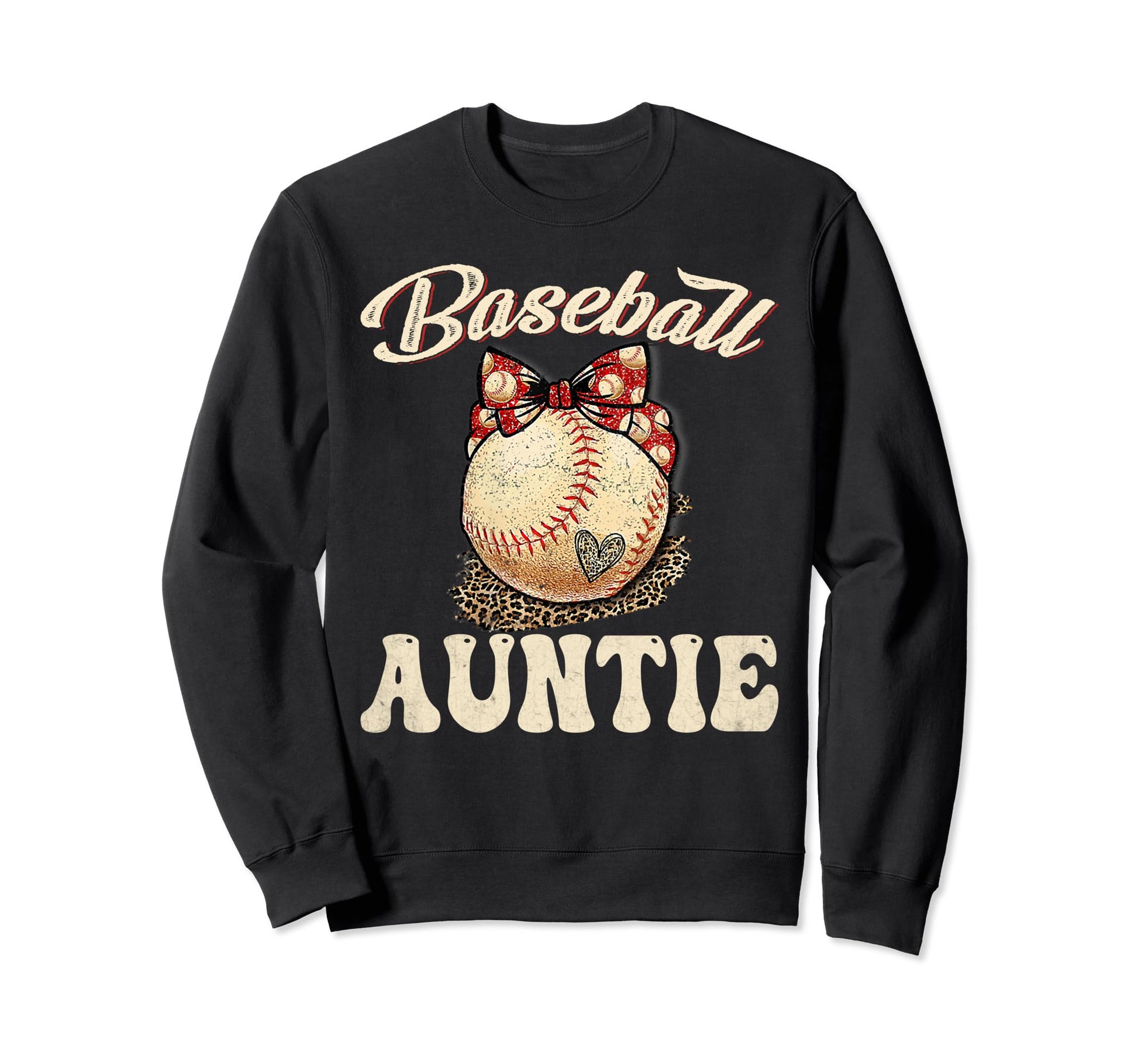 Softball Baseball Auntie Leopard Sweatshirt - Minimalist Print Men Women - T-Shirt, Sweatshirt, Hoodie