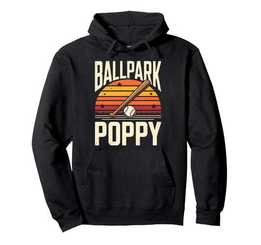 Ballpark Poppy Softball And Baseball Hoodie - Minimalist Print for Adults - T-Shirt, Sweatshirt, Hoodie