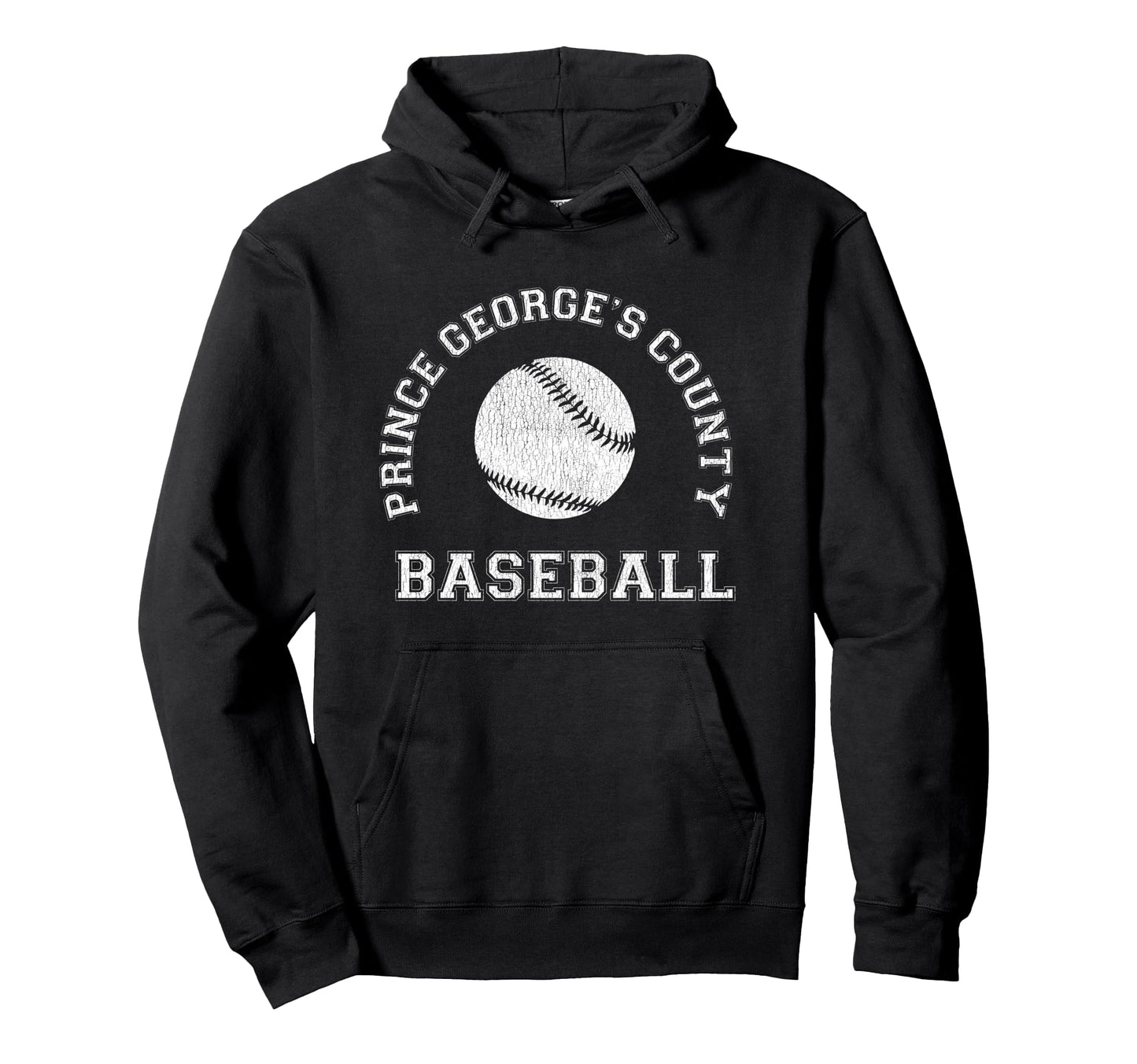 Prince Georges County Baseball Distressed Hoodie - Graphic Print Men Women - T-Shirt, Sweatshirt, Hoodie