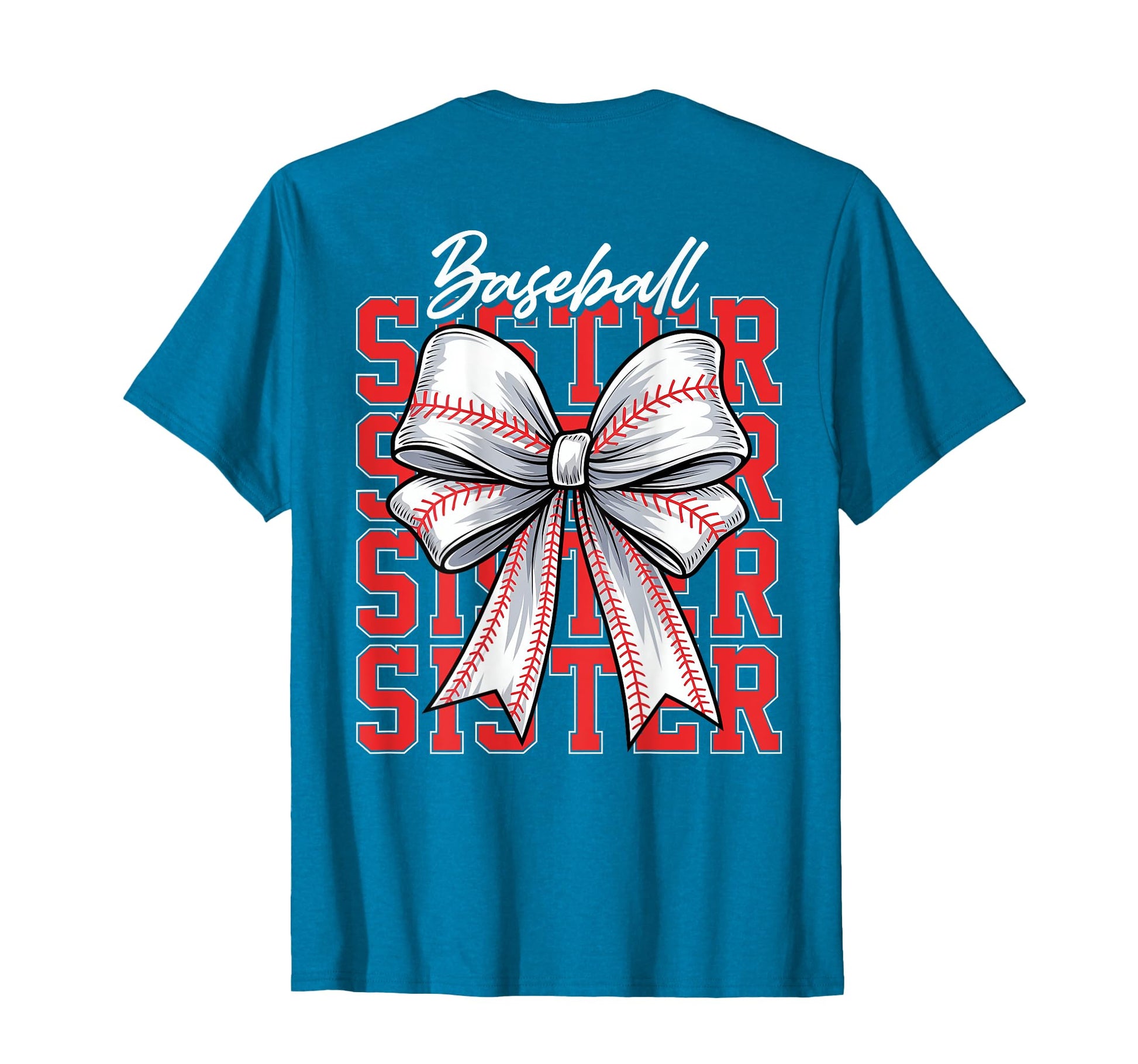 Baseball Sister Coquette Bow Blue Sport T-Shirt - Unique Graphic Men Women - T-Shirt, Sweatshirt, Hoodie
