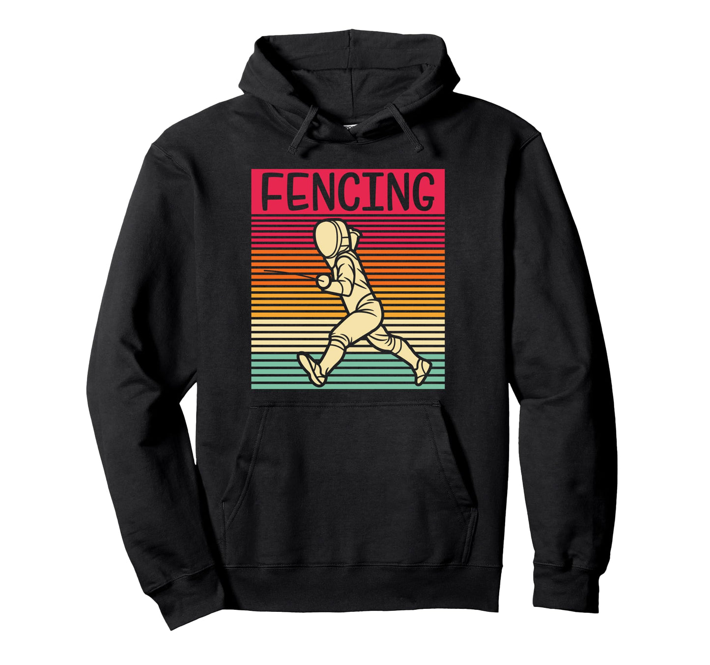 Fencing Striped Fencer Athlete Hoodie - Fun Novelty Design Men Women - T-Shirt, Sweatshirt, Hoodie