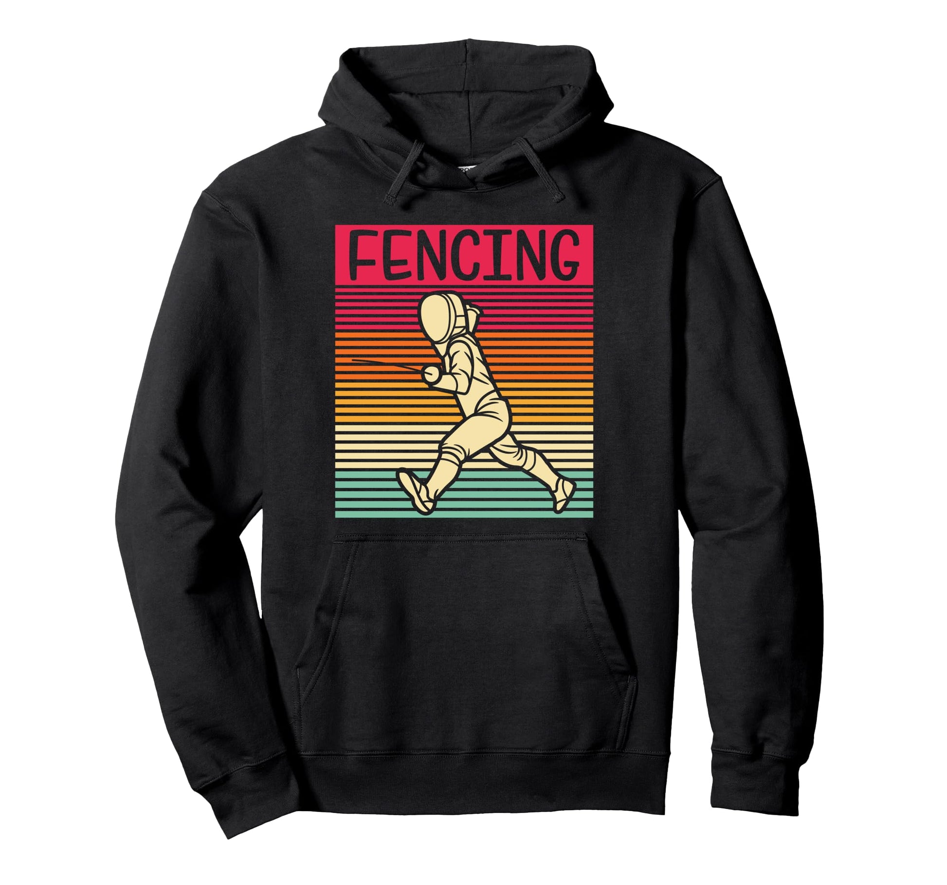 Fencing Striped Fencer Athlete Hoodie - Fun Novelty Design Men Women - T-Shirt, Sweatshirt, Hoodie