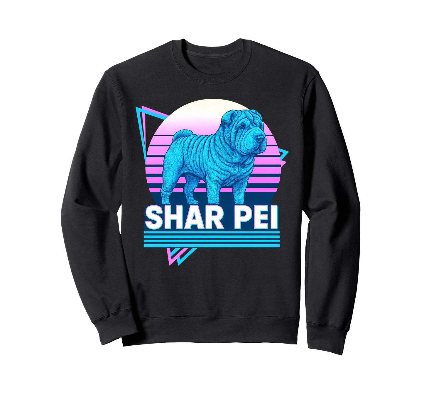 Shar Pei Synthwave Aesthetic Dog Sweatshirt - Unique Graphic Men Women - T-Shirt, Sweatshirt, Hoodie