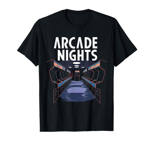 Arcade Nights Gamer Love 80S 90S T-Shirt - Trendy Graphic for Adults - T-Shirt, Sweatshirt, Hoodie