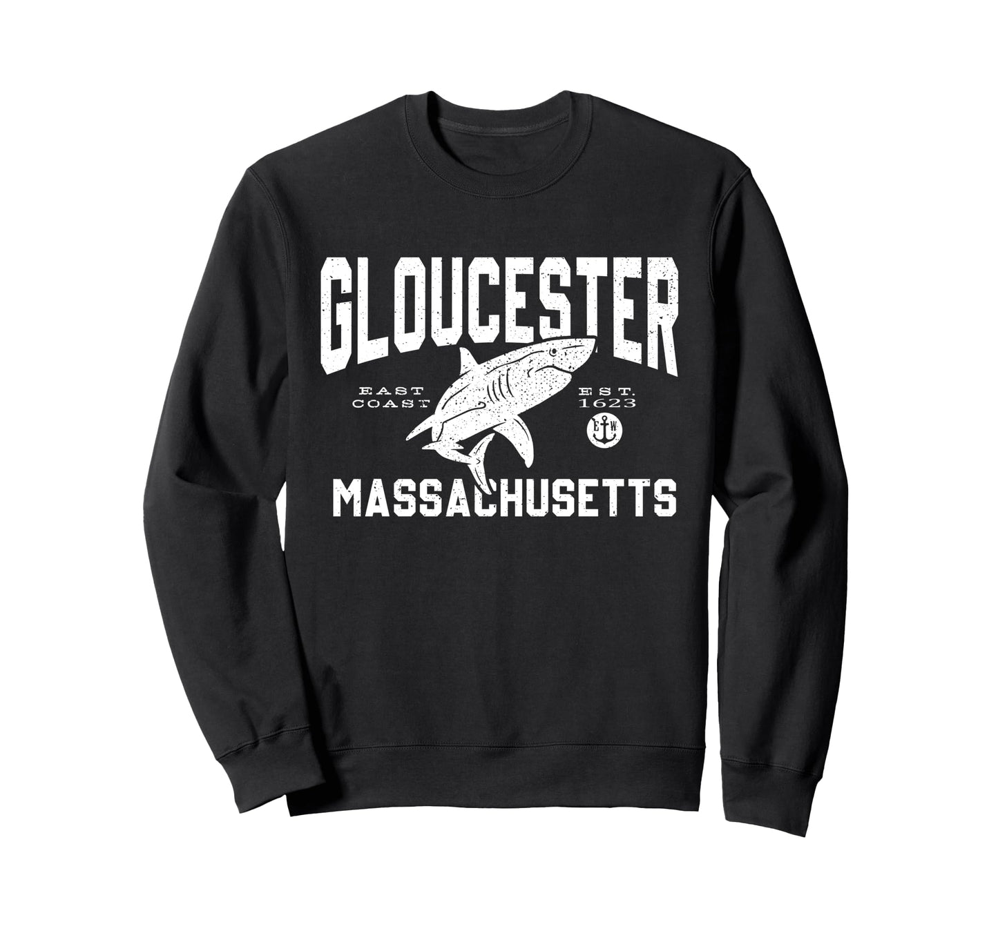 Shark Typography Gloucester Mass Sweatshirt - Graphic Print Unisex - T-Shirt, Sweatshirt, Hoodie
