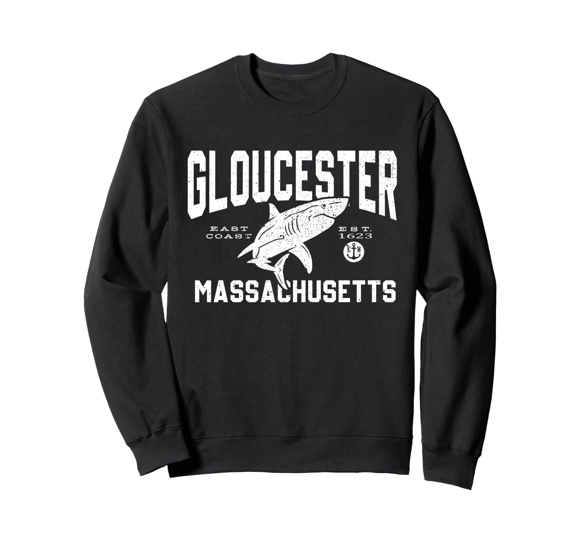Shark Typography Gloucester Mass Sweatshirt - Graphic Print Unisex - T-Shirt, Sweatshirt, Hoodie