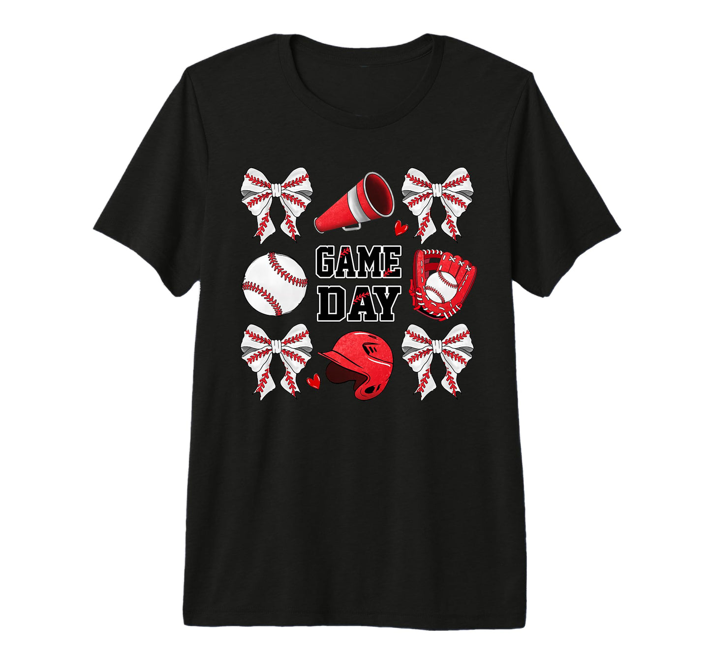 Game Day Baseball Bow Coquette Funny T-Shirt - Graphic Print Men Women - T-Shirt, Sweatshirt, Hoodie