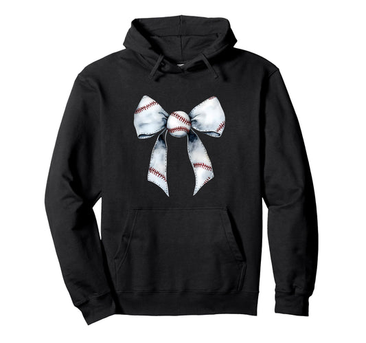 Baseball Coquette Bow Baseball Mom Hoodie - Novelty Apparel Unisex - T-Shirt, Sweatshirt, Hoodie