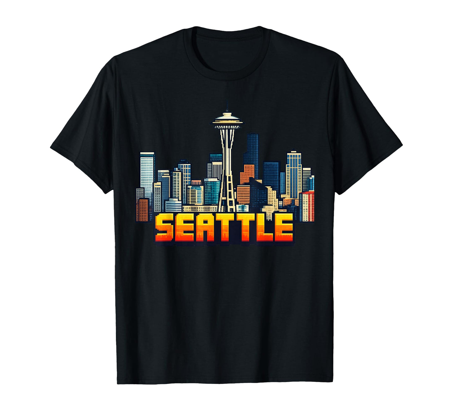 Seattle 8 Bit Video Arcade Gamer T-Shirt - Fun Novelty Design for Adults - T-Shirt, Sweatshirt, Hoodie