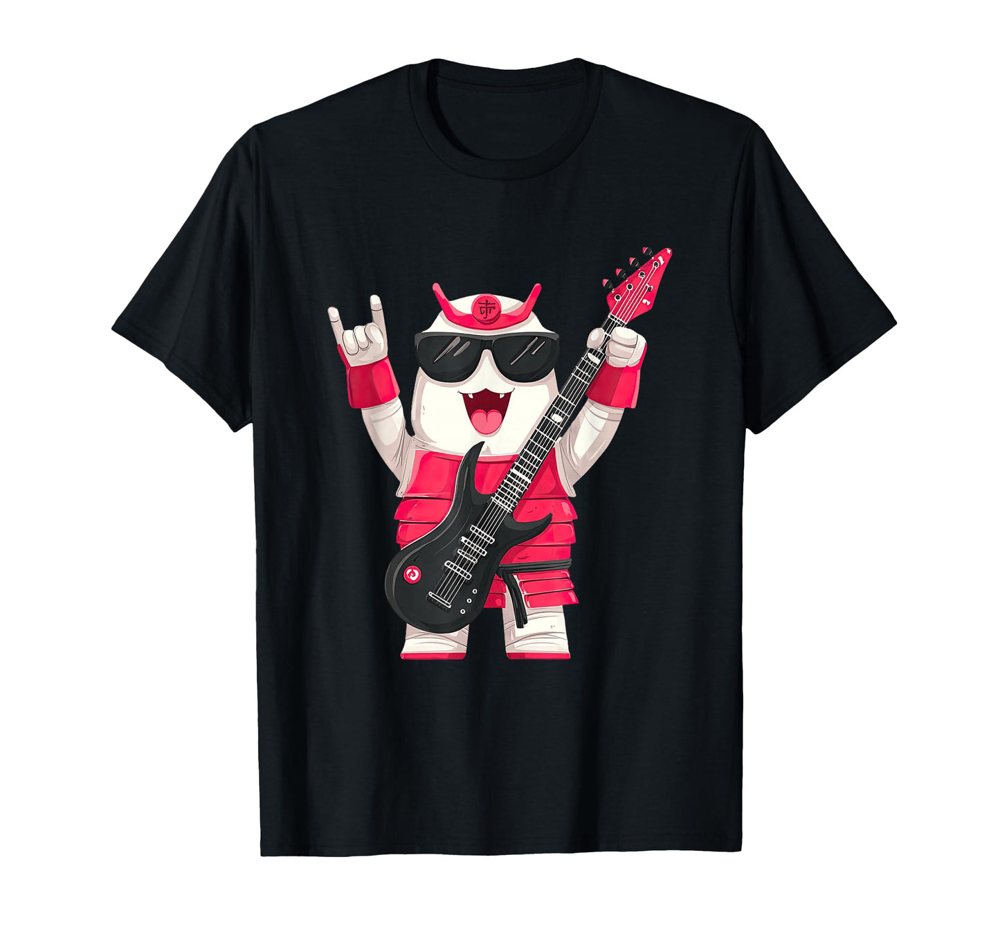Funny Cartoon Samurai Guitar Player T-Shirt - Graphic Print for Adults - T-Shirt, Sweatshirt, Hoodie