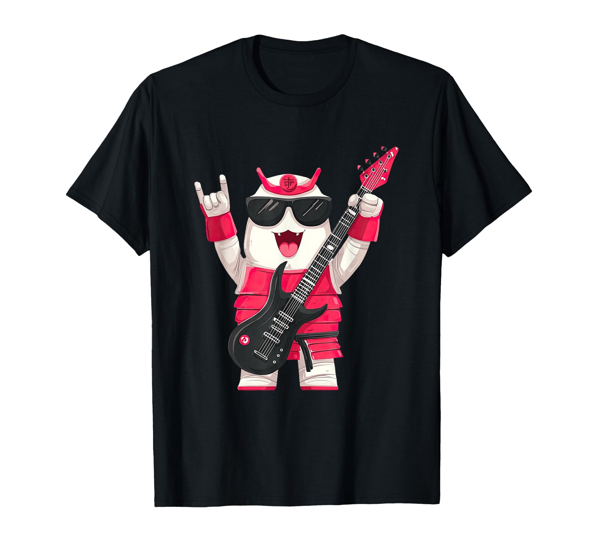 Funny Cartoon Samurai Guitar Player T-Shirt - Graphic Print for Adults - T-Shirt, Sweatshirt, Hoodie