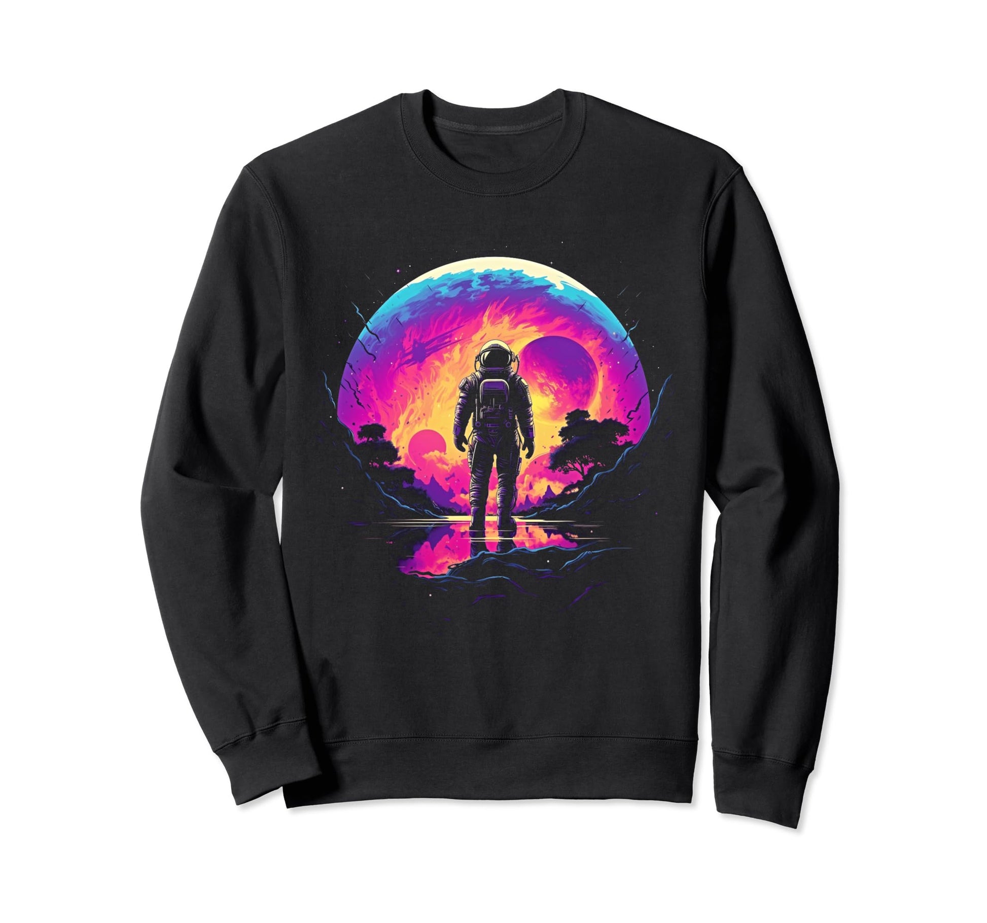 Synthwave Astronaut Cyberpunk Sweatshirt - Casual Everyday Wear for Adults - T-Shirt, Sweatshirt, Hoodie