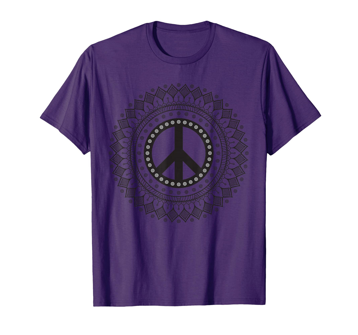 Peace Sign Love Mandala 60S 70S Tie T-Shirt - Minimalist Print for Adults - T-Shirt, Sweatshirt, Hoodie