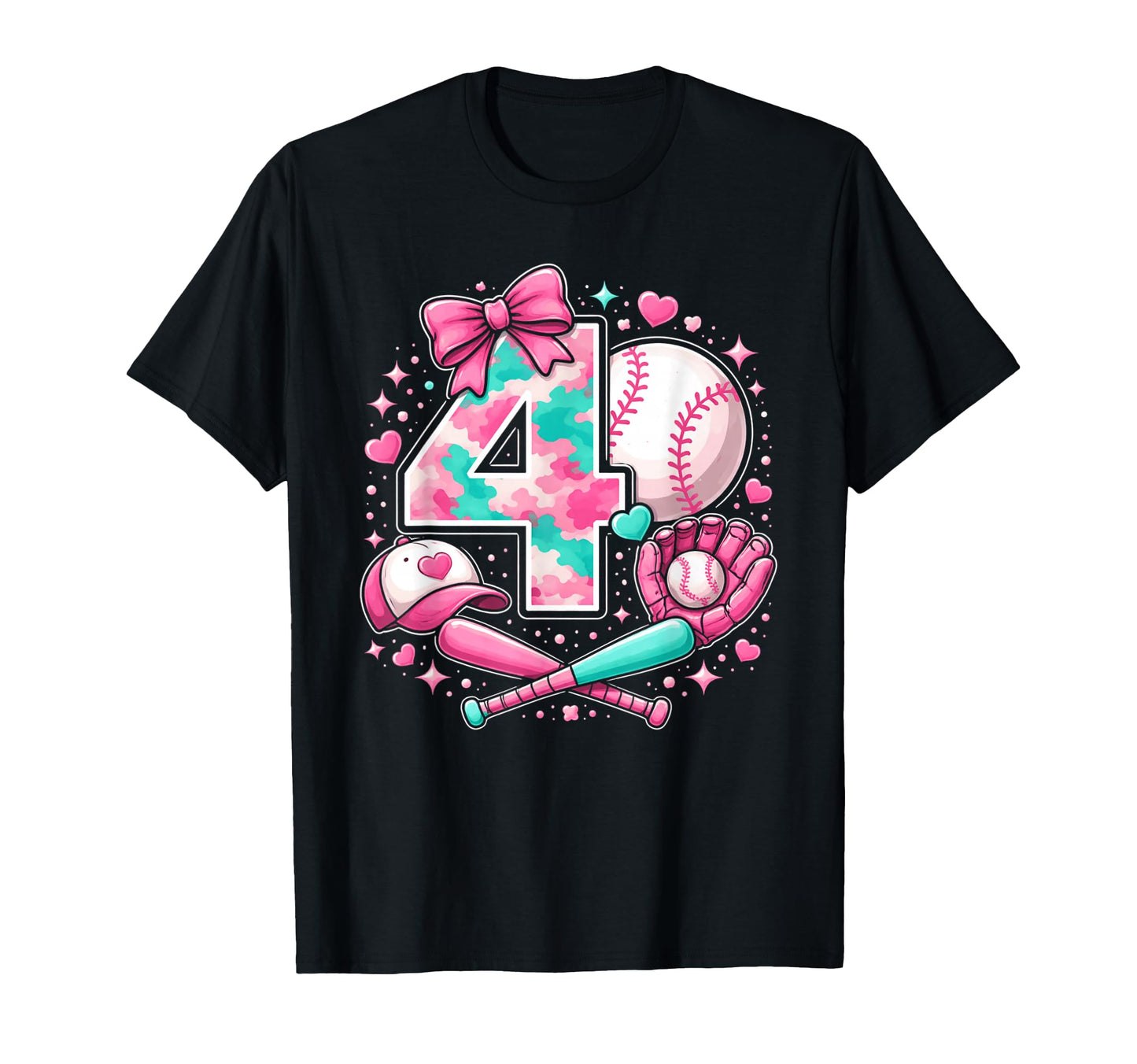 Baseball 4Th Birthday Celebration T-Shirt - Graphic Print for Adults - T-Shirt, Sweatshirt, Hoodie