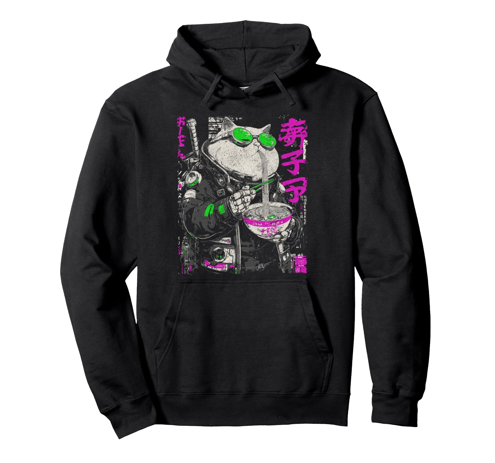 Japanese Streetwear Fatty Cat Eats Hoodie - Aesthetic Graphic for Adults - T-Shirt, Sweatshirt, Hoodie