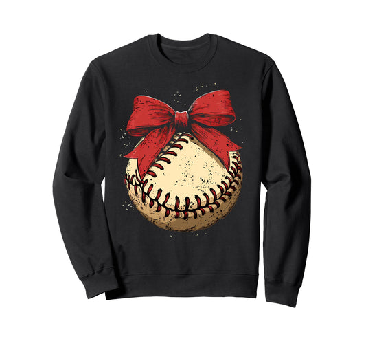 Baseball Coquette Bow Baseball Player Sweatshirt - Graphic Print Men Women - T-Shirt, Sweatshirt, Hoodie
