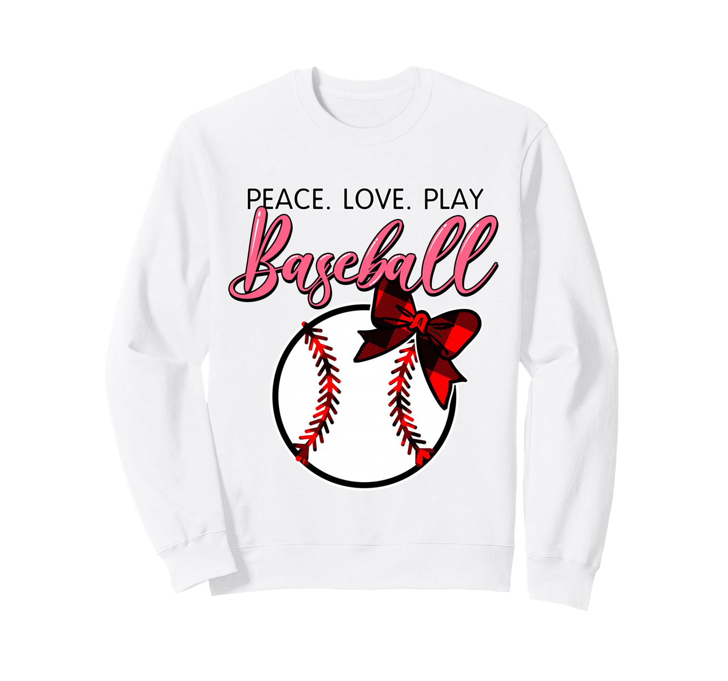 Baseball Peace Love Play Baseball Mom Sweatshirt - Graphic Print for Adults - T-Shirt, Sweatshirt, Hoodie