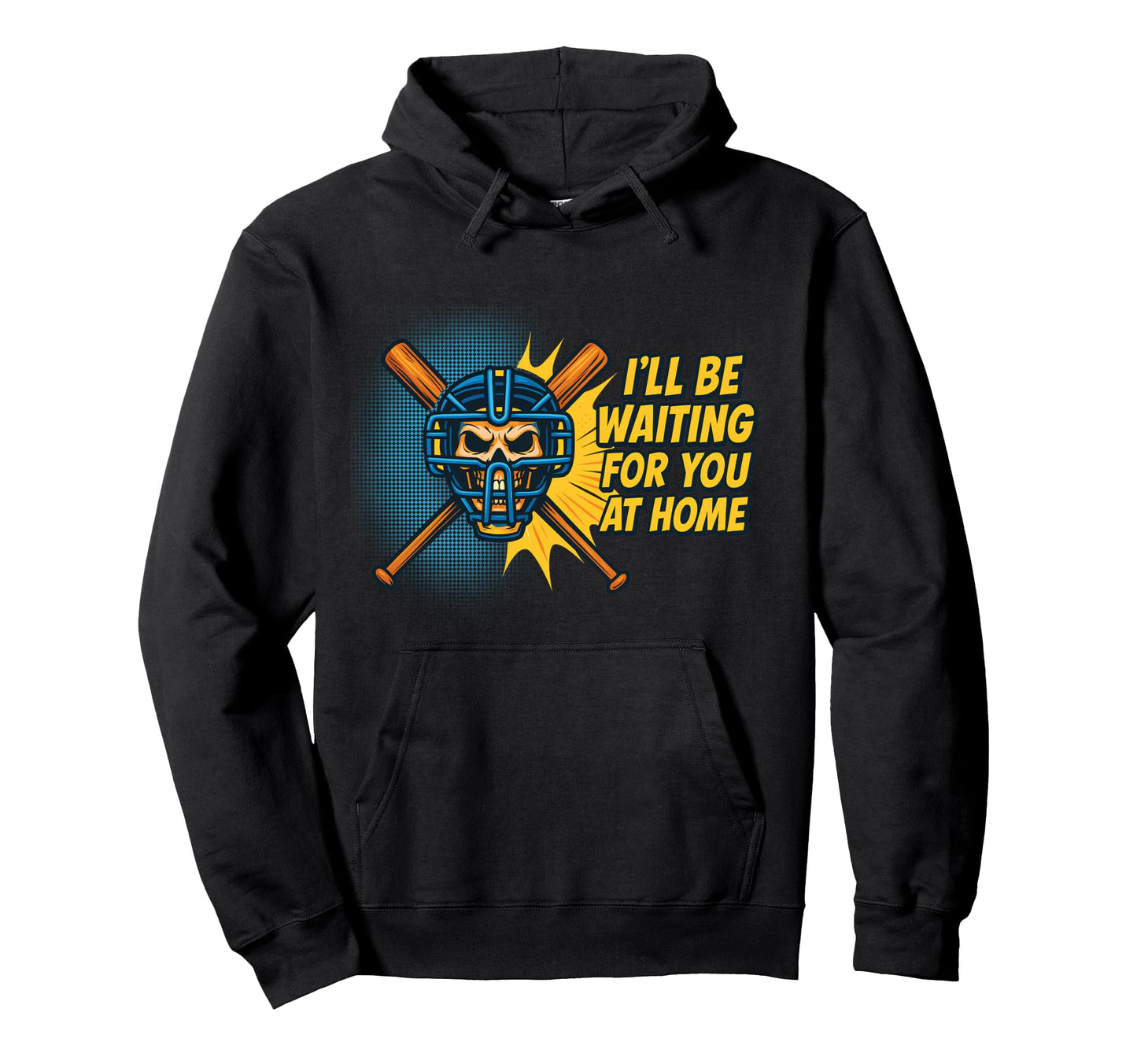 Baseball Catcher Skull Mask Waiting Hoodie - Streetwear Style for Adults - T-Shirt, Sweatshirt, Hoodie