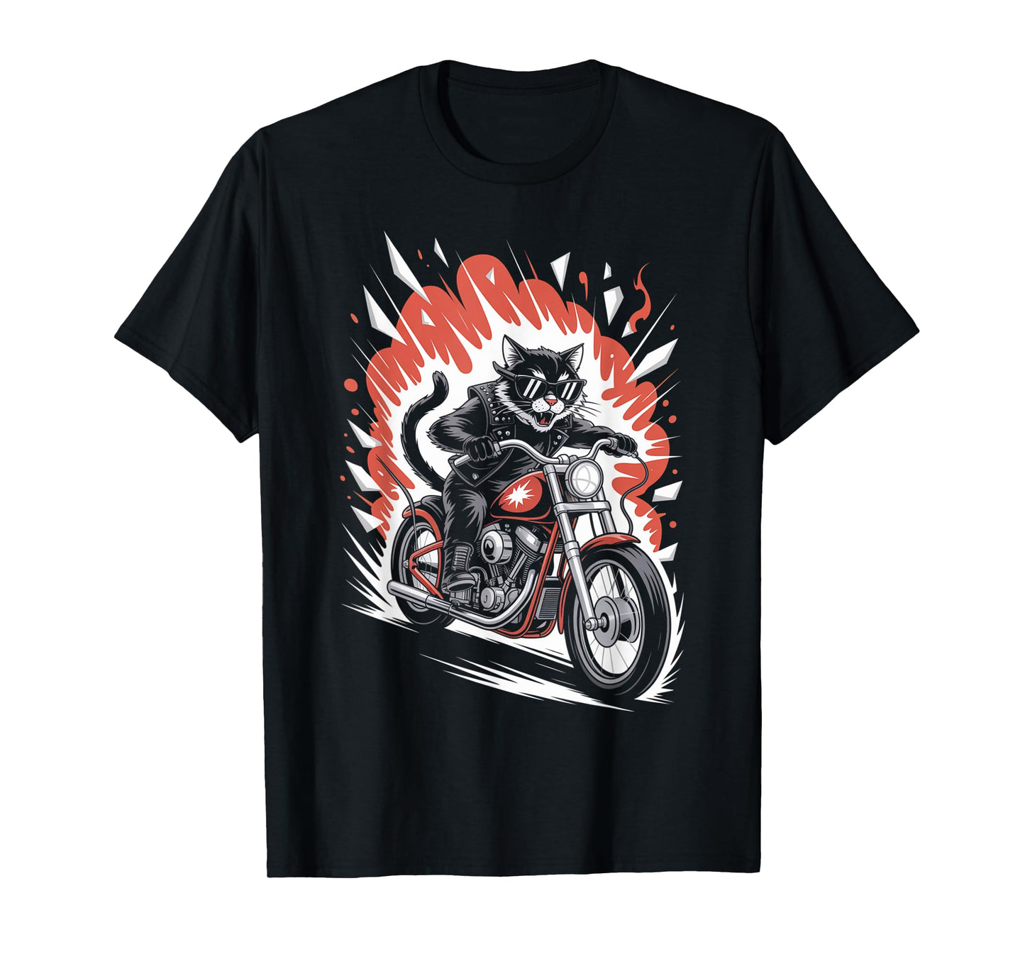 Cat Biker Riding Motorcycle Outfit Rider T-Shirt - Novelty Apparel Unisex - T-Shirt, Sweatshirt, Hoodie