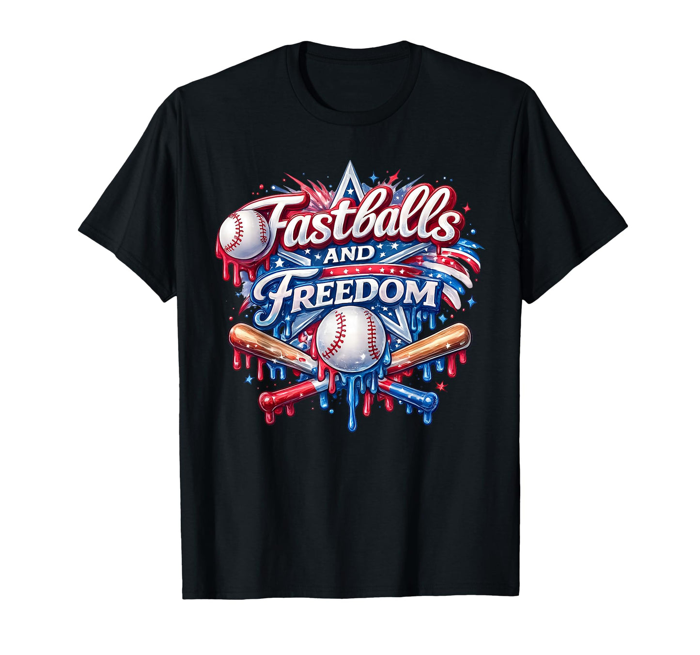 4Th July Patriotic Fastballs And T-Shirt - Casual Everyday Wear Unisex - T-Shirt, Sweatshirt, Hoodie