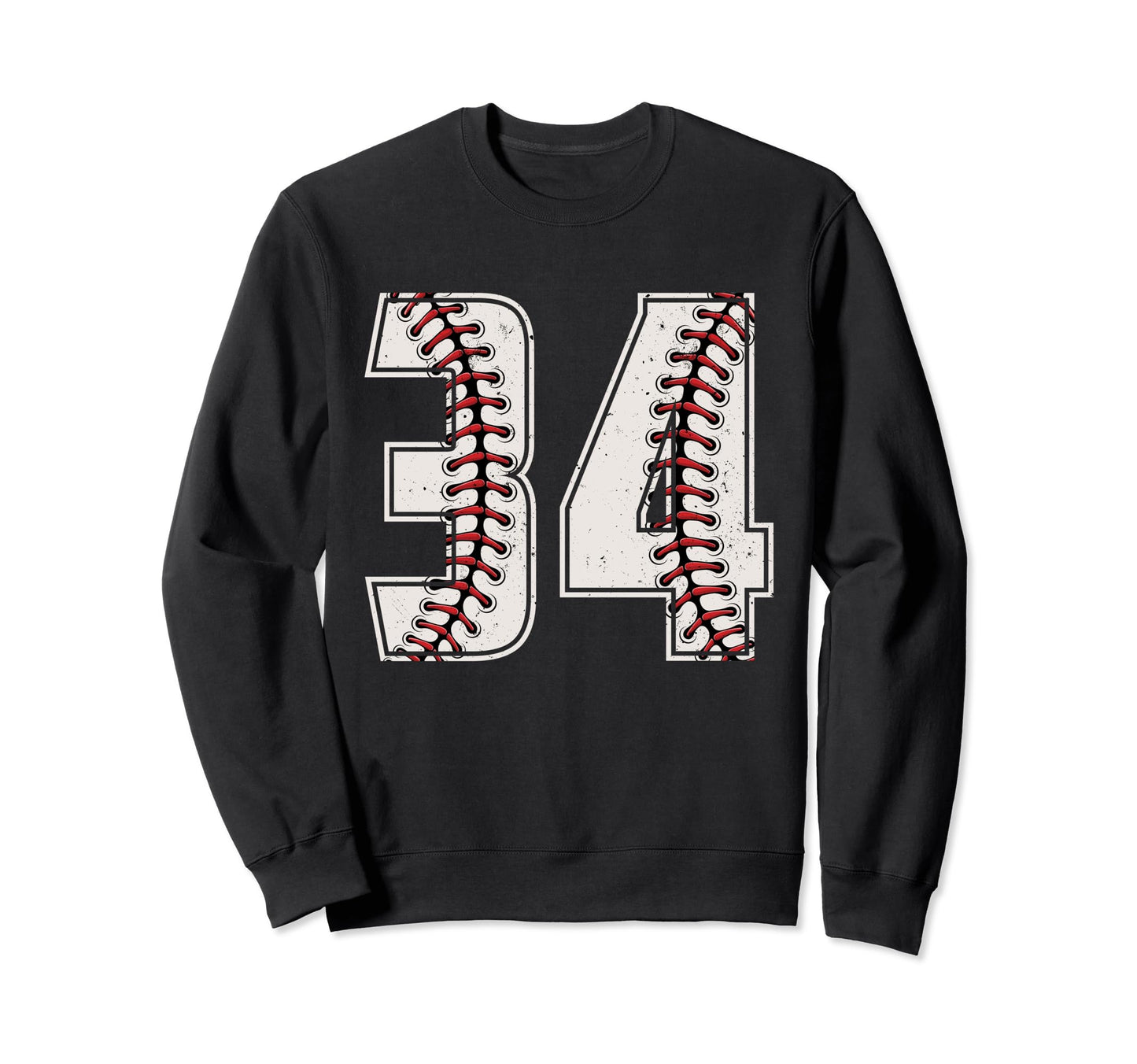 Baseball Player Number 34 Thirty Sweatshirt - Casual Everyday Wear Unisex - T-Shirt, Sweatshirt, Hoodie